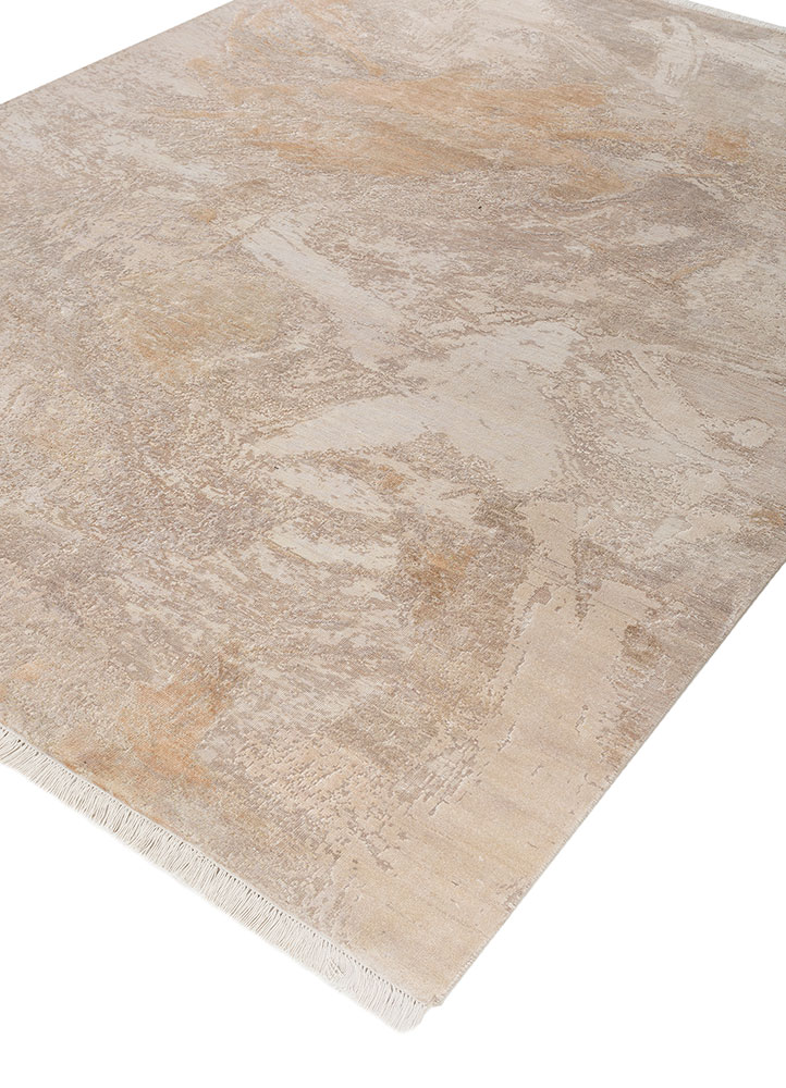 entropy ivory wool and silk hand knotted Rug - FloorShot