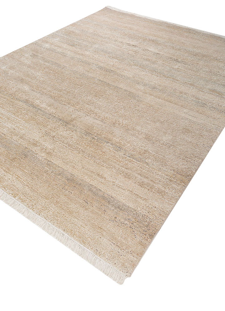 entropy ivory wool and silk hand knotted Rug - FloorShot