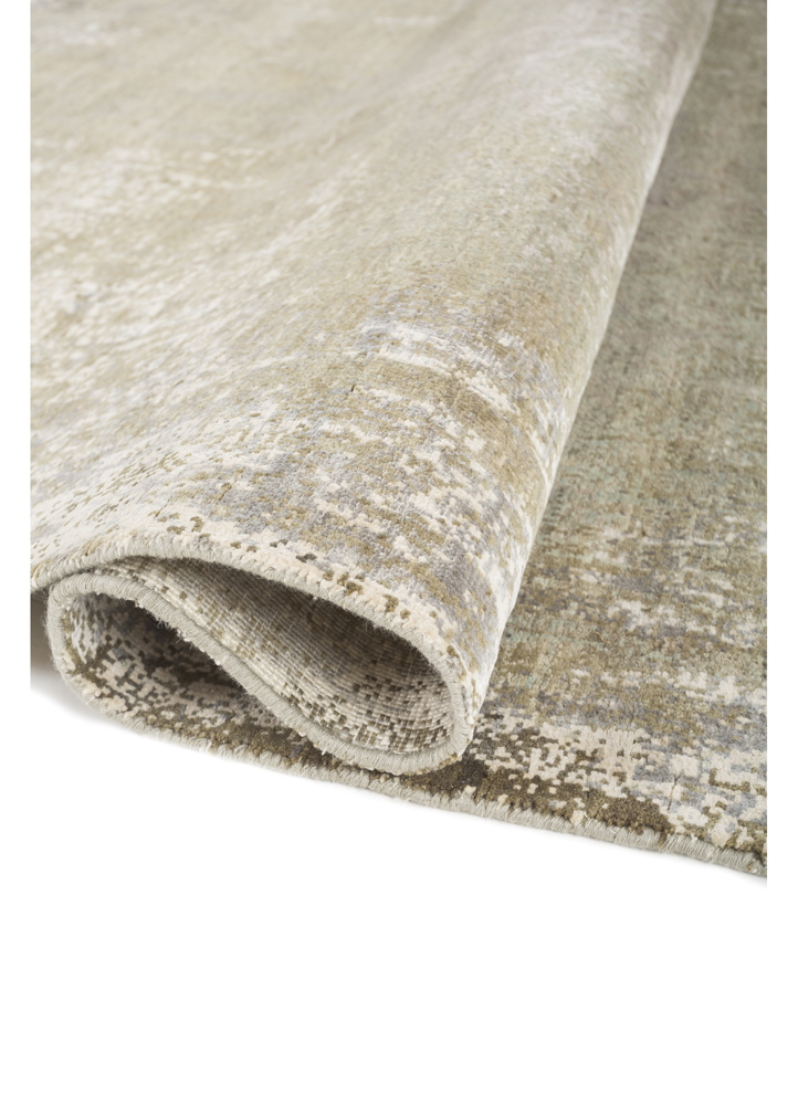 entropy ivory wool and silk hand knotted Rug - FloorShot