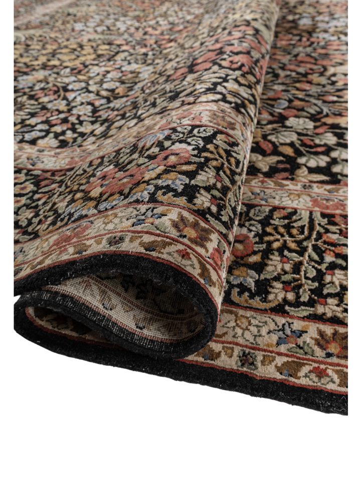 aurora grey and black wool and silk hand knotted Rug - FloorShot