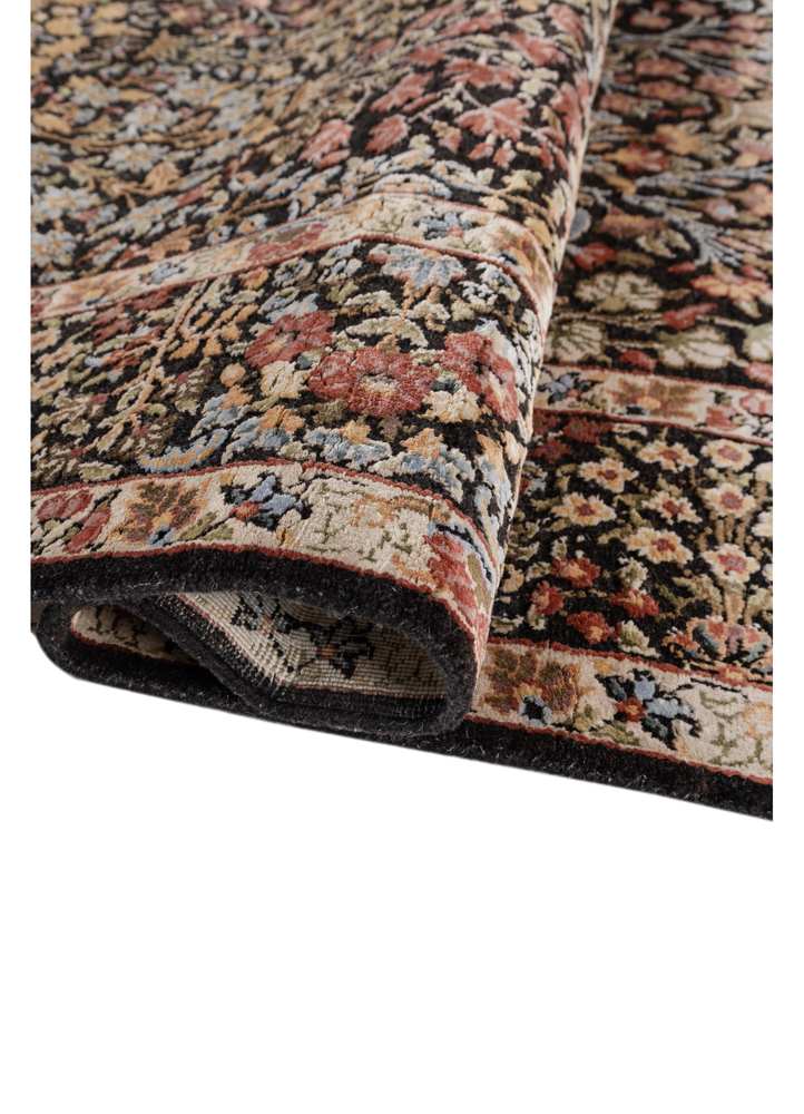 aurora blue wool and silk hand knotted Rug - FloorShot