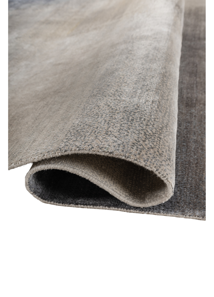 aprezo blue wool and silk hand knotted Rug - FloorShot
