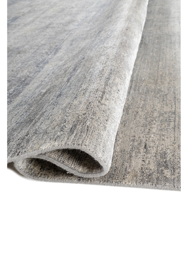 entropy blue wool and silk hand knotted Rug - FloorShot