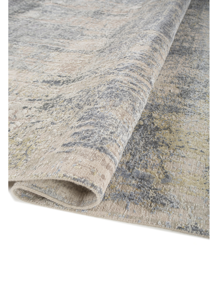 entropy ivory wool and silk hand knotted Rug - FloorShot