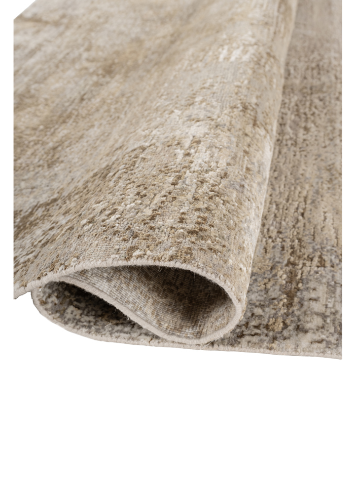 entropy ivory wool and silk hand knotted Rug - FloorShot