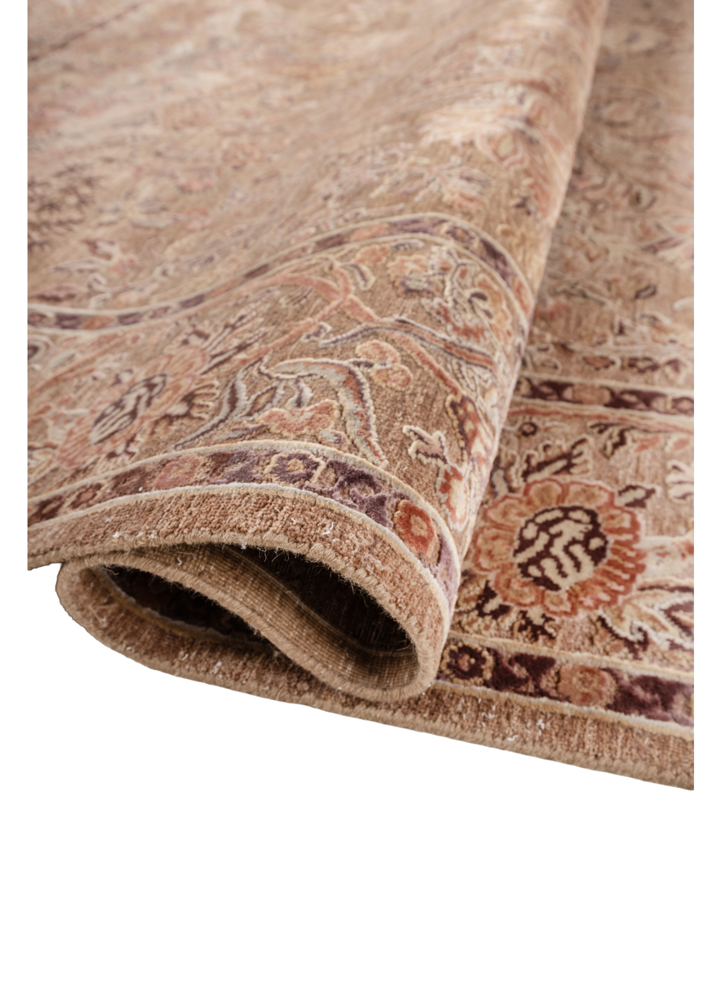 gulmarg red and orange wool and silk hand knotted Rug - FloorShot