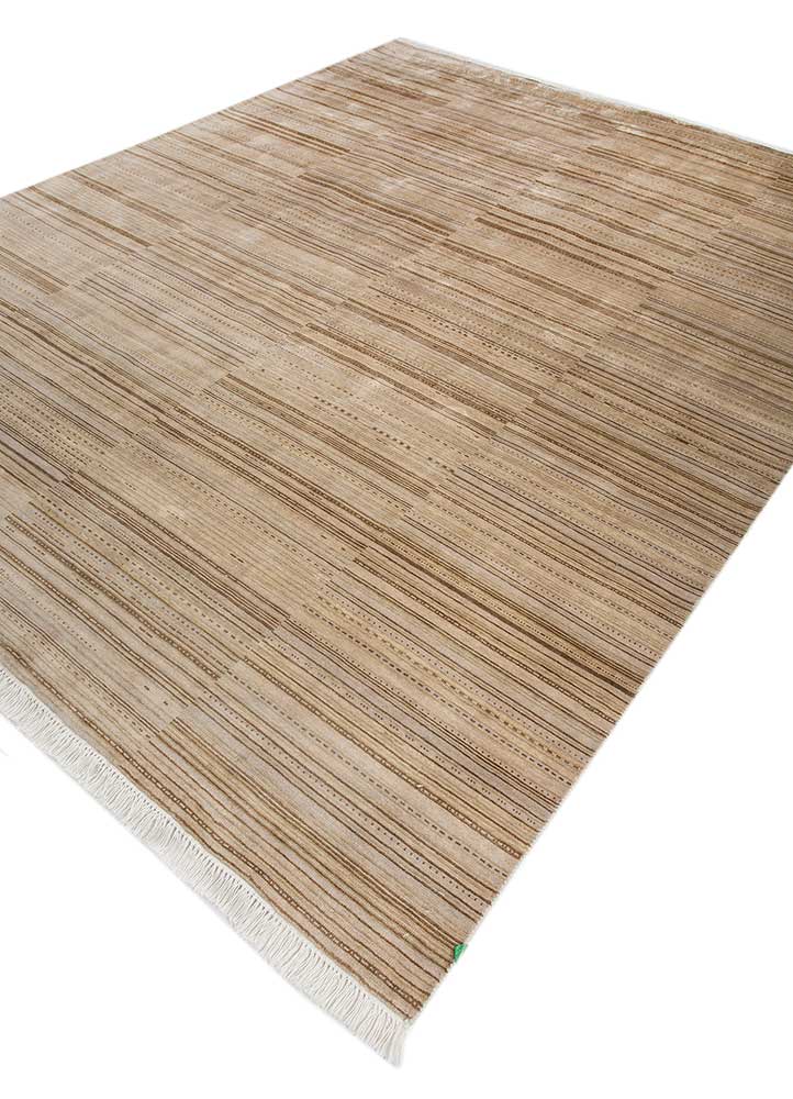 entropy ivory wool and silk hand knotted Rug - FloorShot