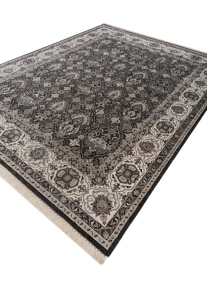 cyanna blue wool and silk hand knotted Rug - FloorShot