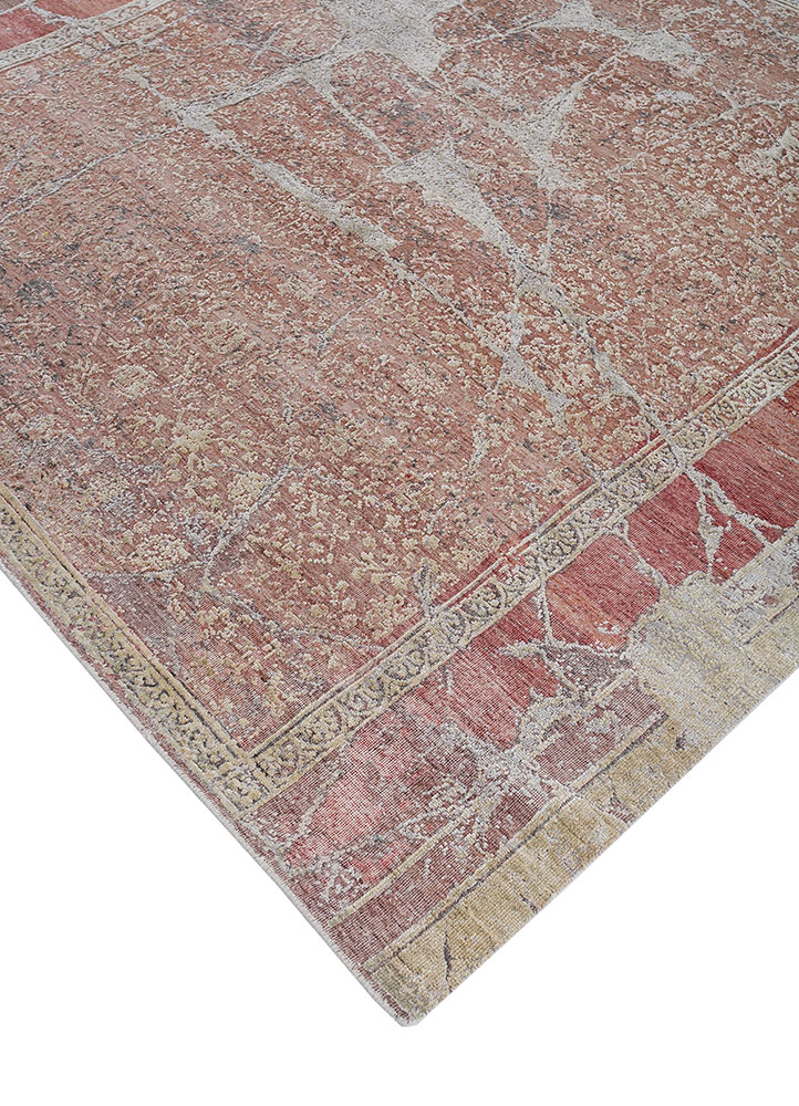 far east red and orange afghan wool and silk hand knotted Rug - FloorShot