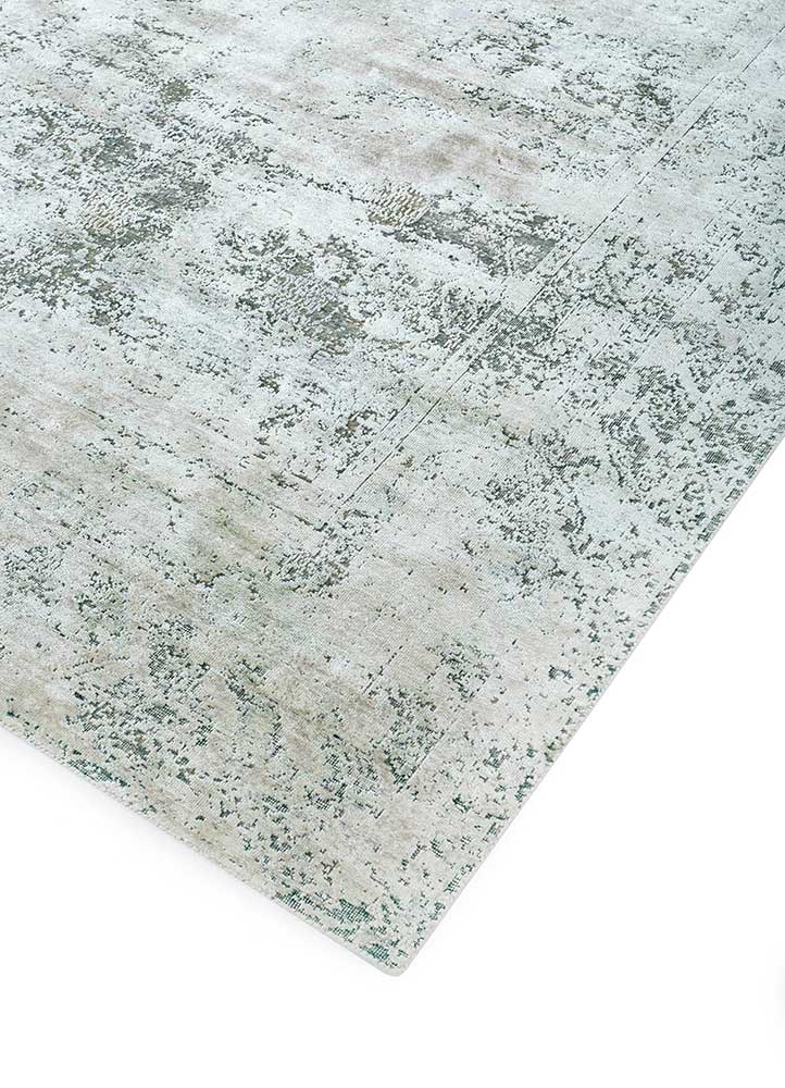 far east ivory wool and silk hand knotted Rug - FloorShot
