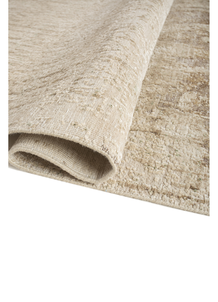 entropy ivory wool and silk hand knotted Rug - FloorShot
