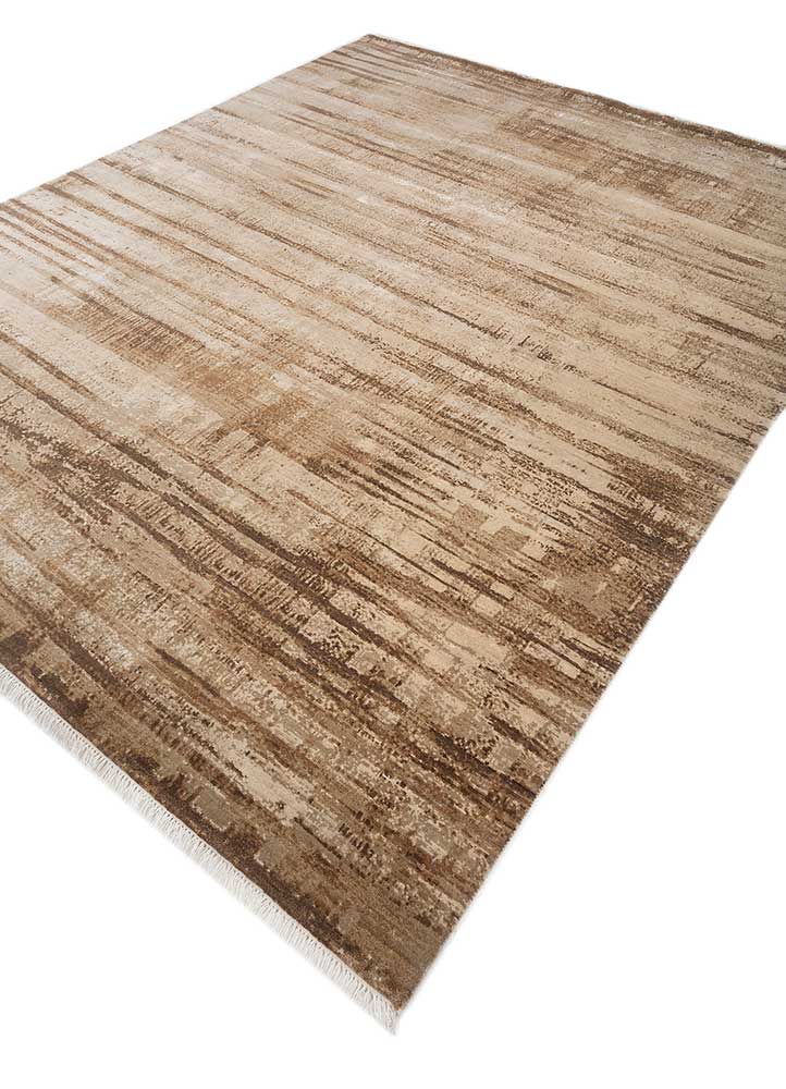 entropy ivory wool and silk hand knotted Rug - FloorShot