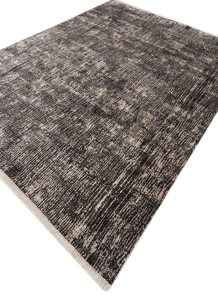 entropy ivory wool and silk hand knotted Rug - FloorShot
