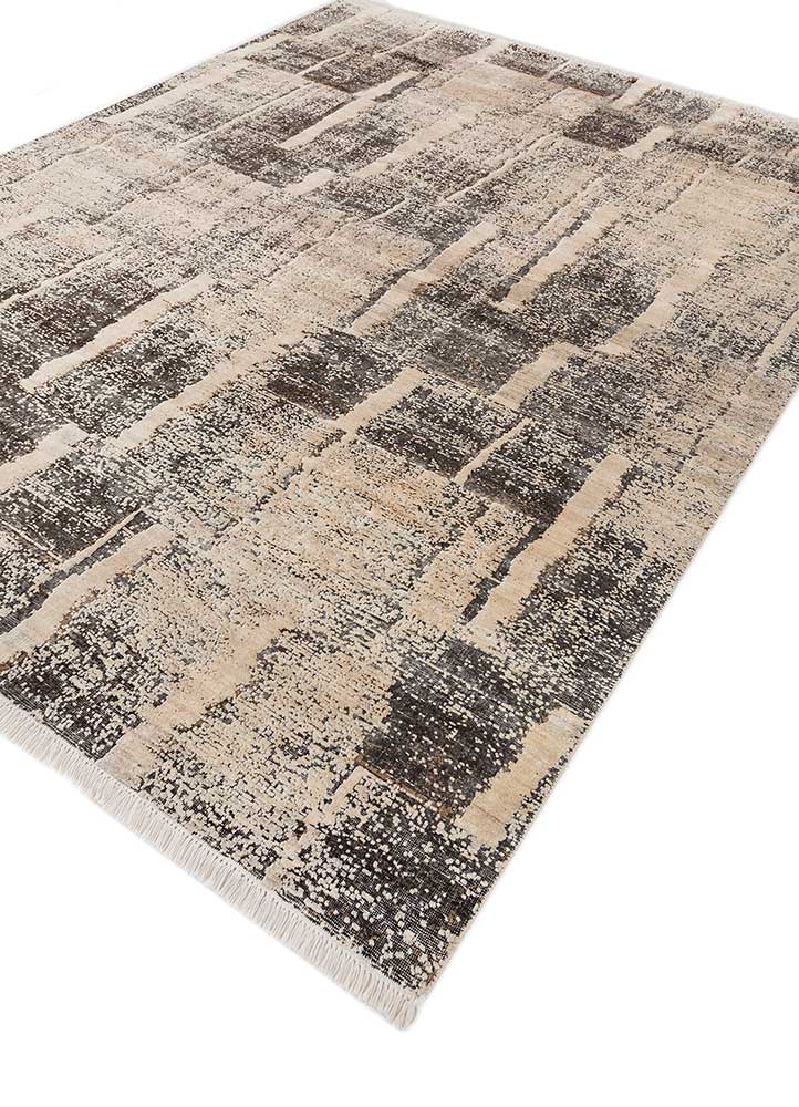 entropy beige and brown wool and silk hand knotted Rug - FloorShot