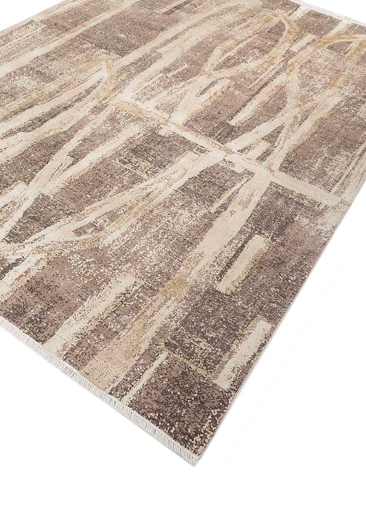 entropy ivory wool and silk hand knotted Rug - FloorShot
