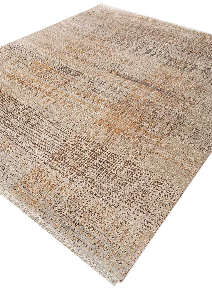 entropy ivory wool and silk hand knotted Rug - FloorShot