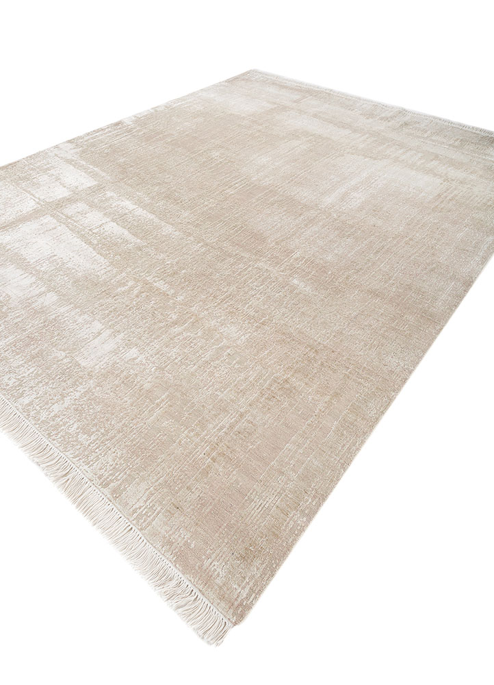 entropy ivory wool and silk hand knotted Rug - FloorShot