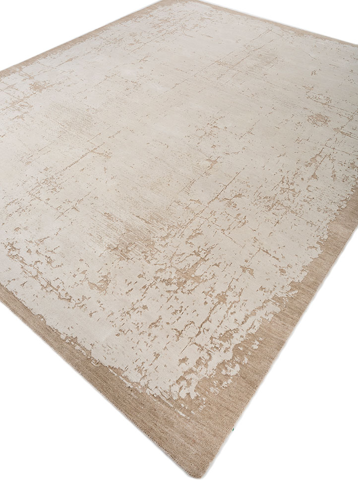 entropy ivory wool and silk hand knotted Rug - FloorShot