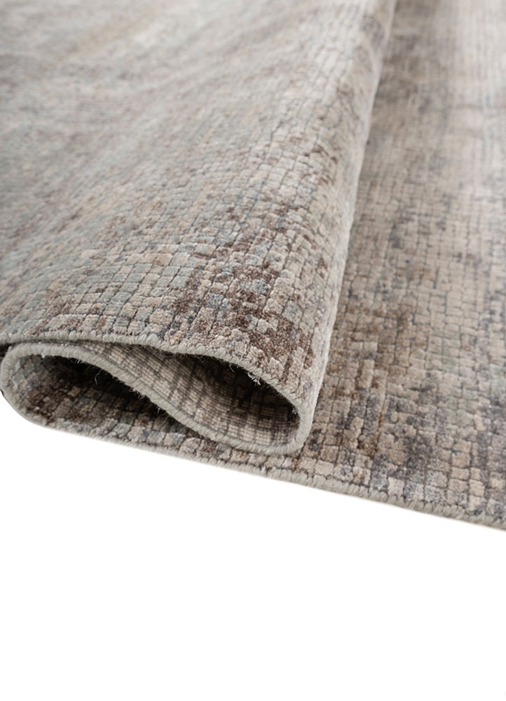 entropy grey and black wool and bamboo silk hand knotted Rug - FloorShot