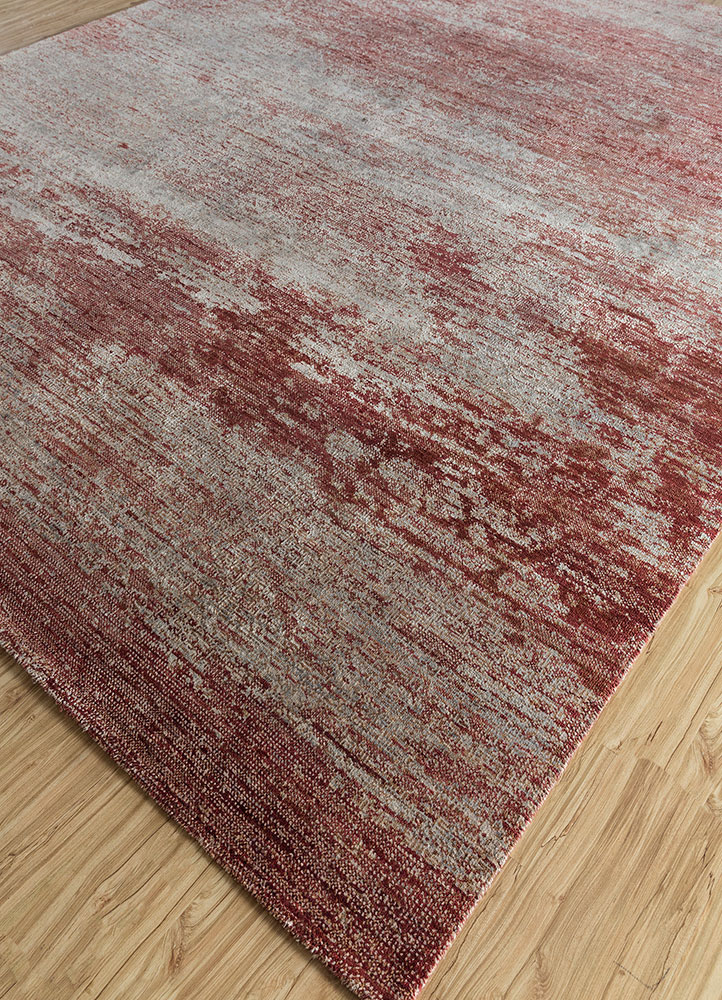 tattvam red and orange wool and silk hand knotted Rug - FloorShot