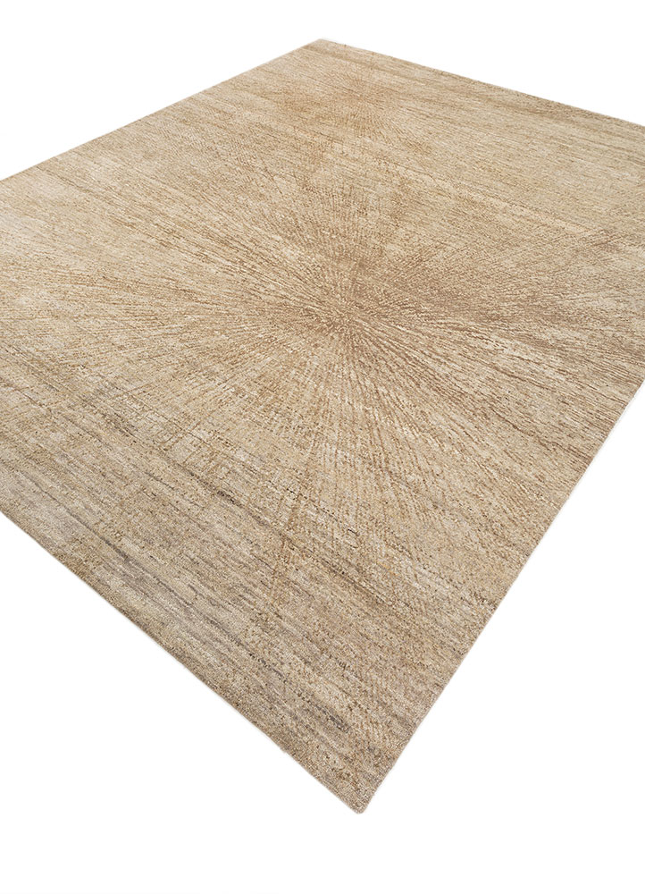 entropy beige and brown afghan wool and silk hand knotted Rug - FloorShot