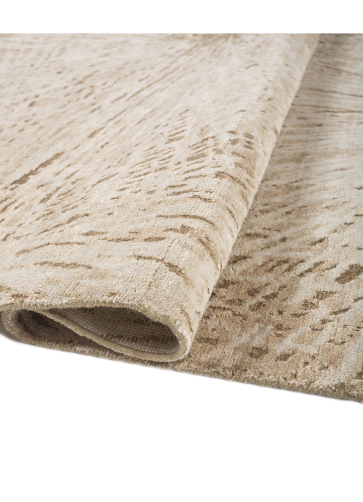uvenuti beige and brown afghan wool and silk hand knotted Rug - FloorShot