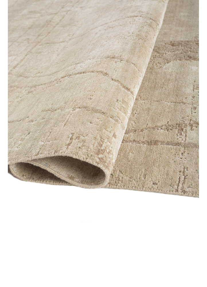 entropy beige and brown wool and silk hand knotted Rug - FloorShot
