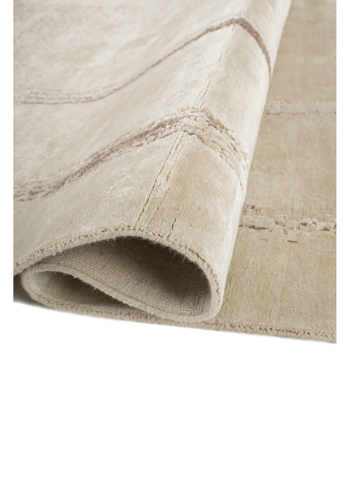 entropy beige and brown wool and silk hand knotted Rug - FloorShot