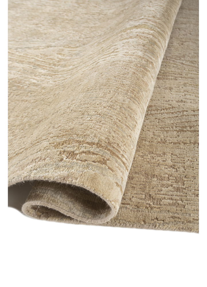 entropy beige and brown wool and silk hand knotted Rug - FloorShot