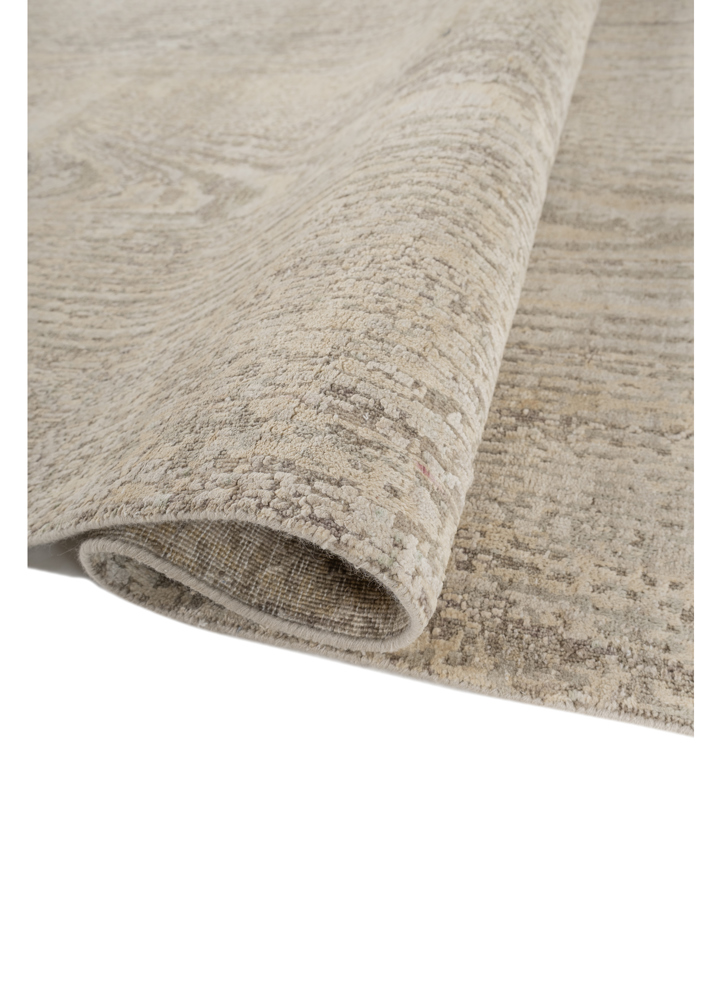 entropy beige and brown wool and silk hand knotted Rug - FloorShot