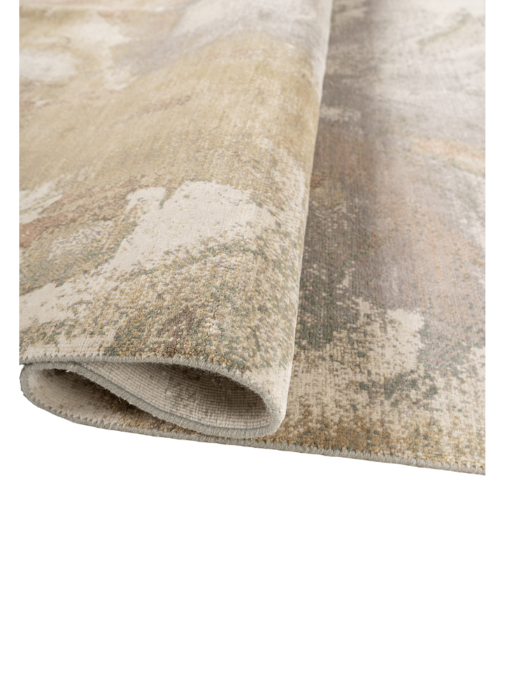 entropy ivory wool and silk hand knotted Rug - FloorShot