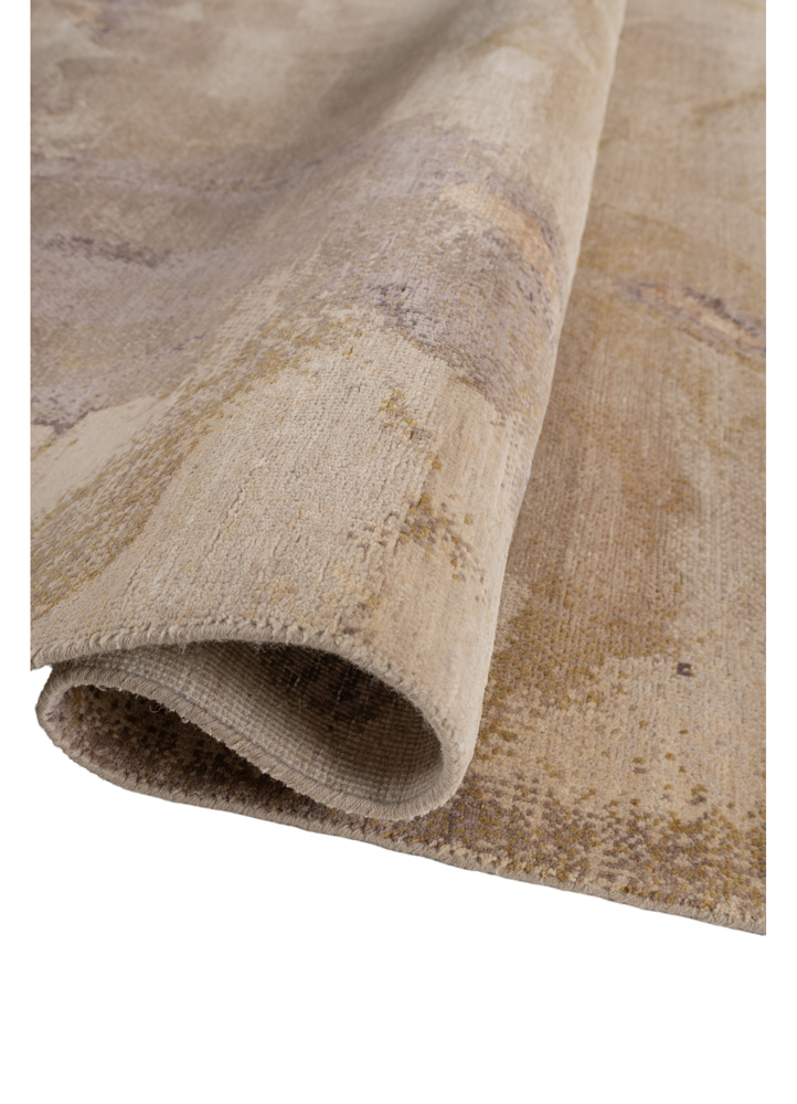entropy beige and brown wool and silk hand knotted Rug - FloorShot