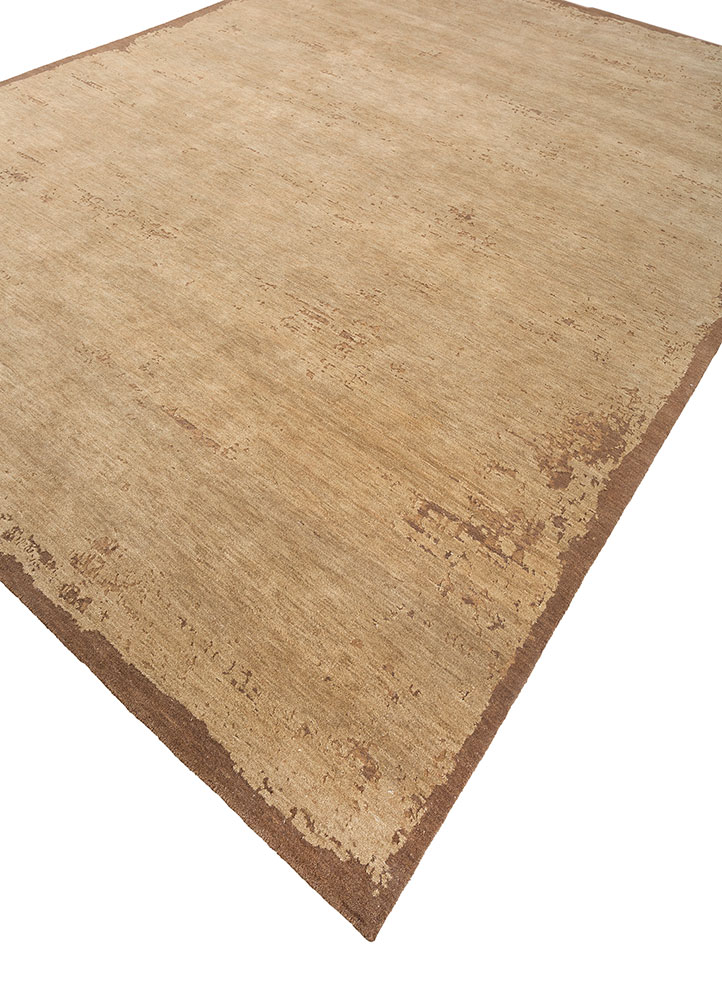 urban pause by kavi beige and brown bamboo silk hand knotted Rug - FloorShot