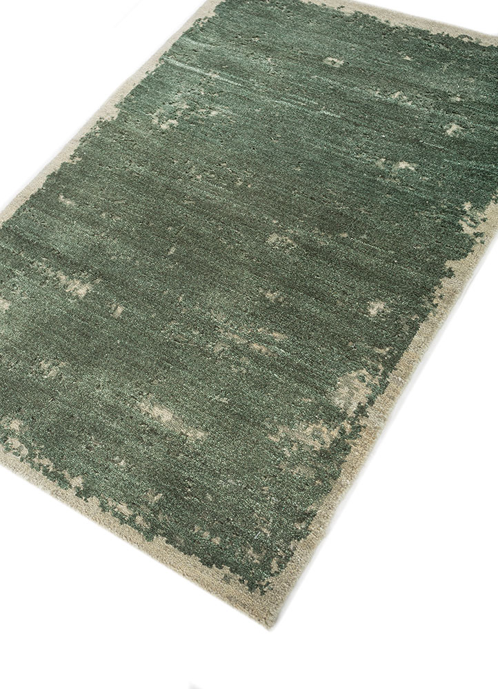 urban pause by kavi green wool hand knotted Rug - FloorShot