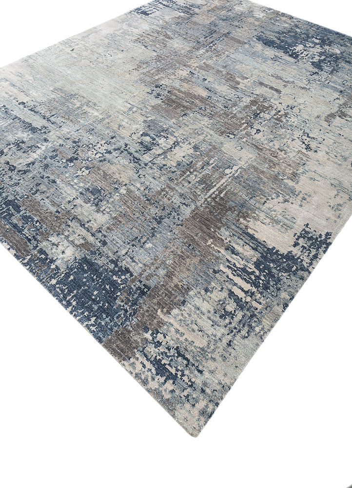 uvenuti grey and black afghan wool and silk hand knotted Rug - FloorShot