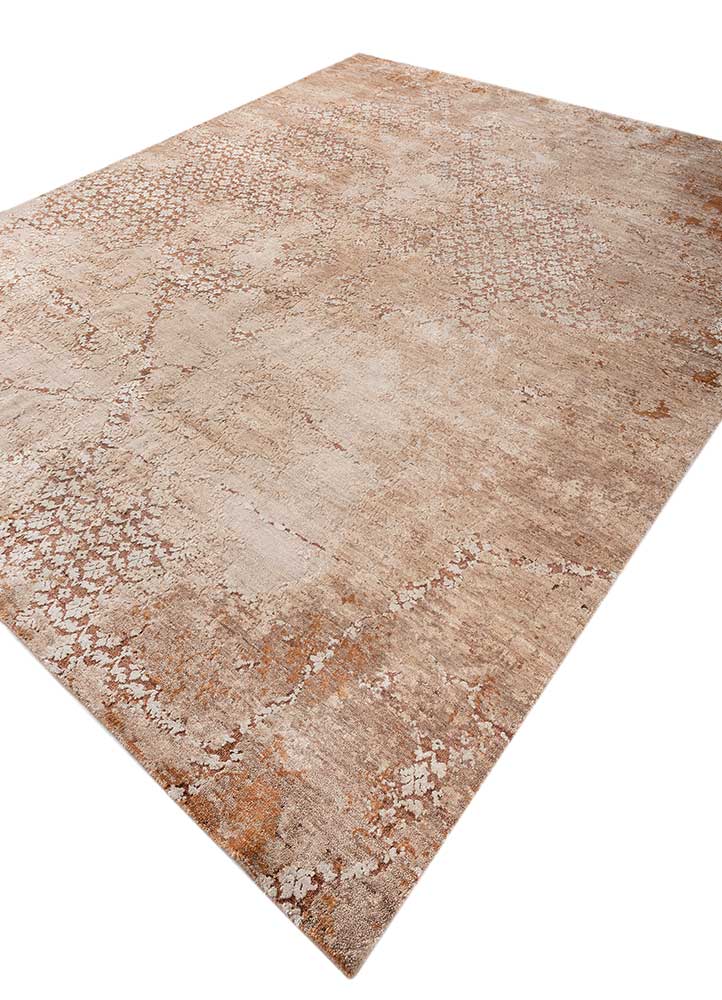 hidden by kavi pink and purple afghan wool and silk hand knotted Rug - FloorShot