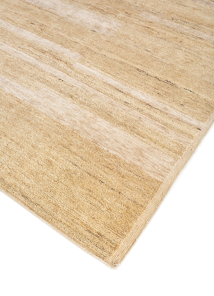 manifest beige and brown wool and silk hand knotted Rug - FloorShot