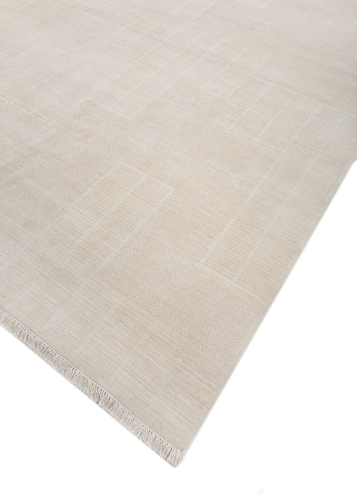 entropy ivory wool and silk hand knotted Rug - FloorShot