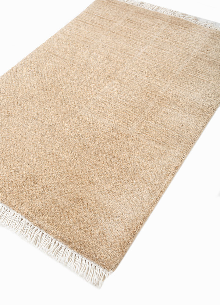 aprezo beige and brown wool and silk hand knotted Rug - FloorShot