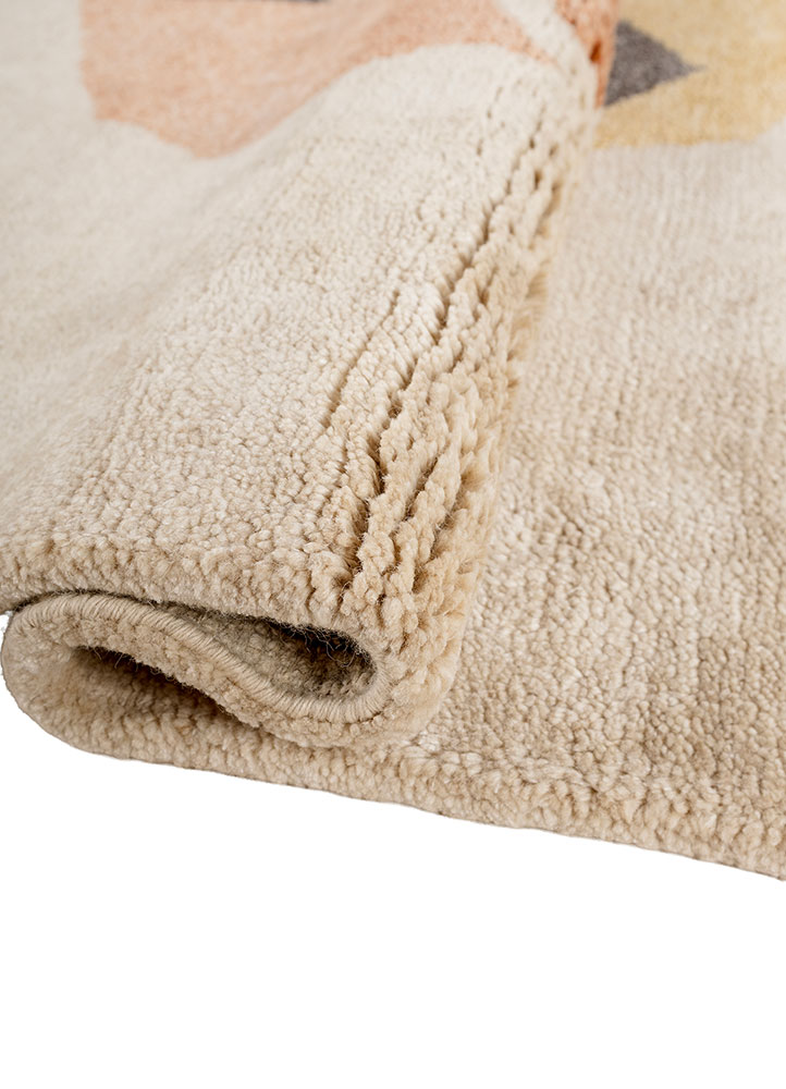 sthir beige and brown wool hand knotted Rug - FloorShot