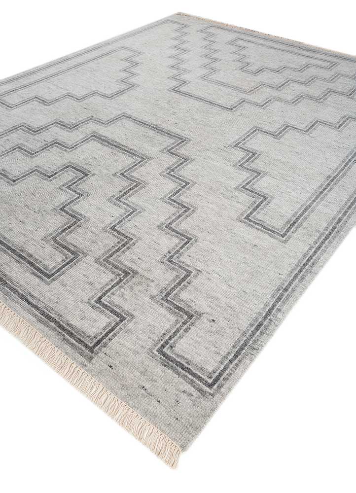 thyme grey and black wool hand knotted Rug - FloorShot