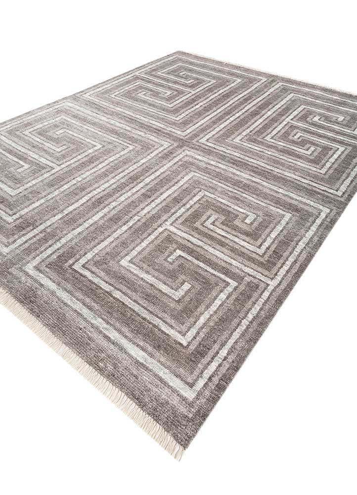 thyme beige and brown wool hand knotted Rug - FloorShot