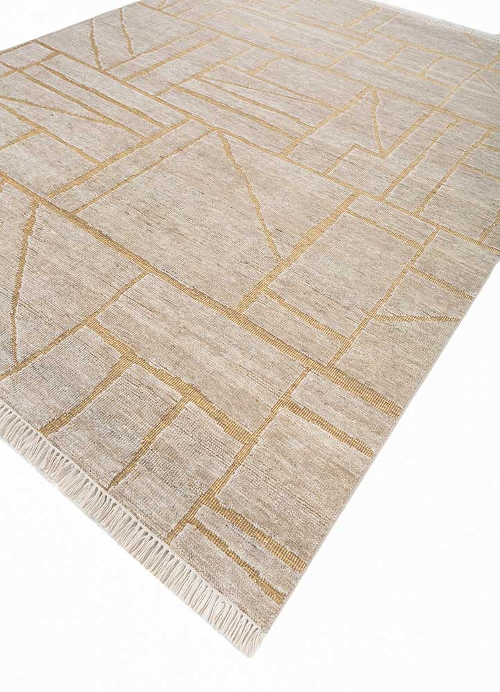 zuri beige and brown wool hand knotted Rug - FloorShot