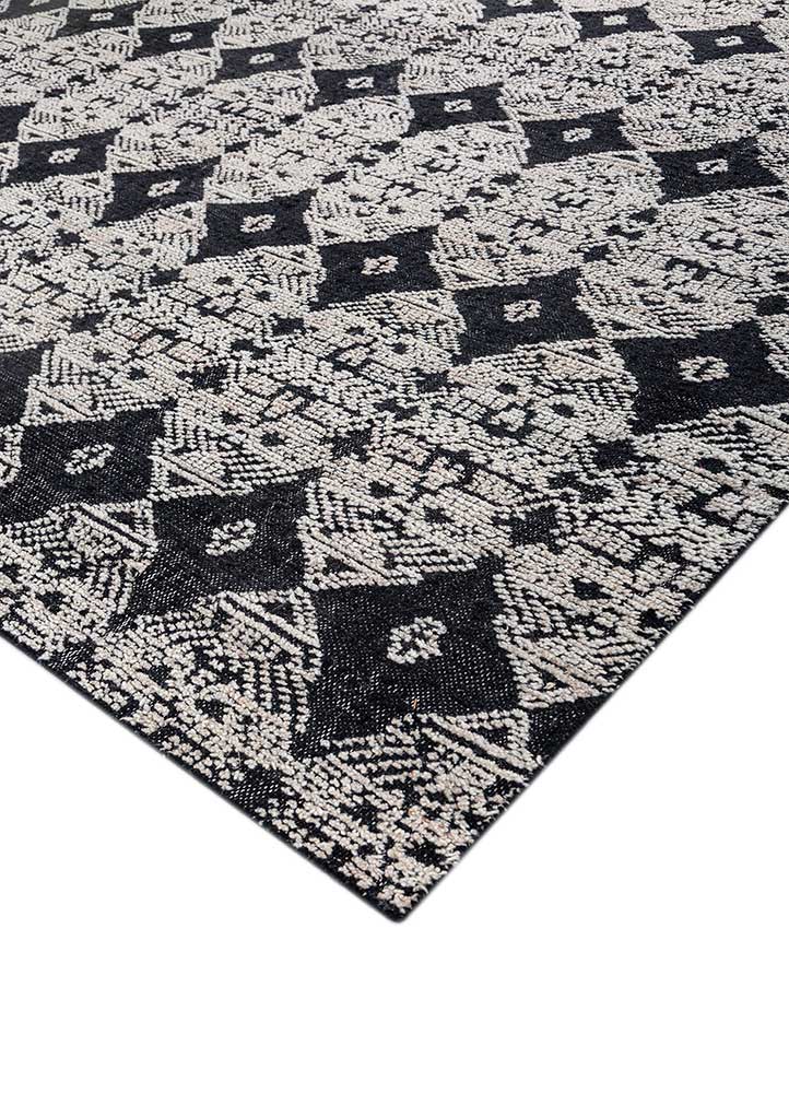 manifest grey and black wool and viscose hand knotted Rug - FloorShot