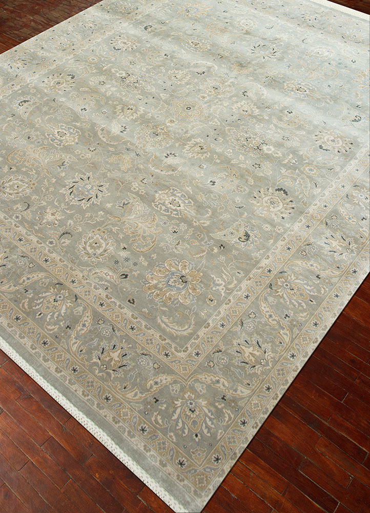 gulmarg blue silk hand knotted Rug - FloorShot