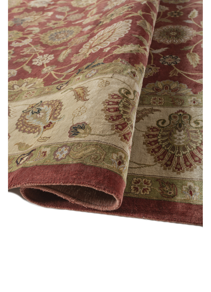 gulmarg red and orange silk hand knotted Rug - FloorShot