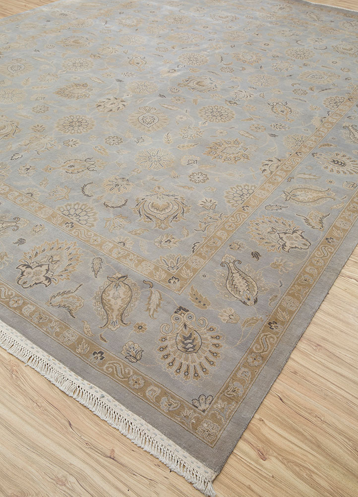 gulmarg grey and black silk hand knotted Rug - FloorShot