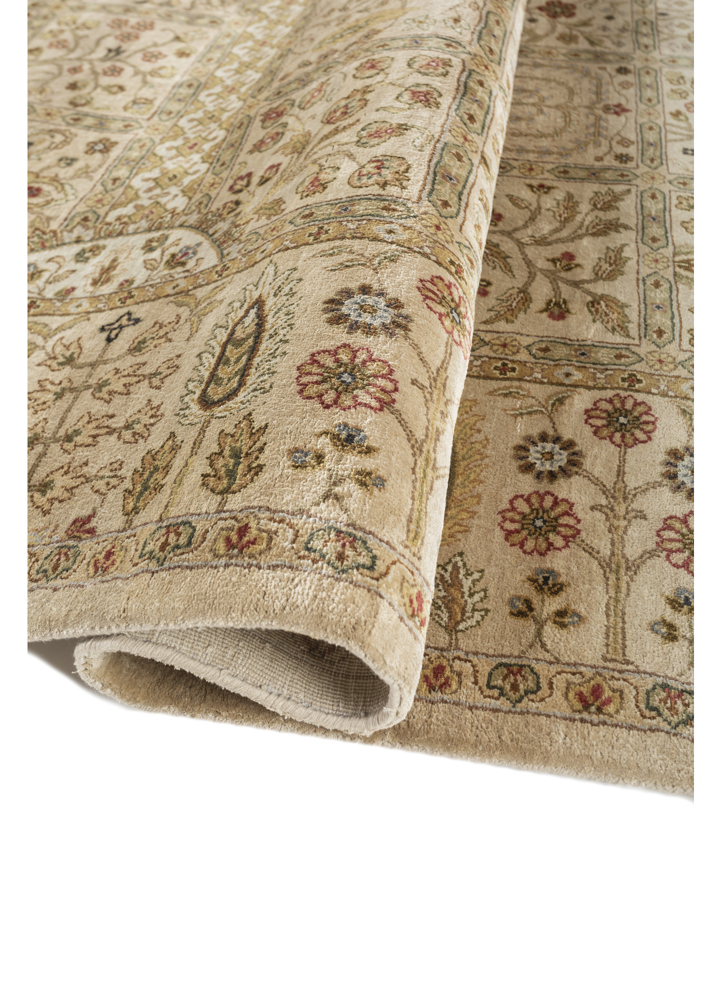 gulmarg ivory silk hand knotted Rug - FloorShot