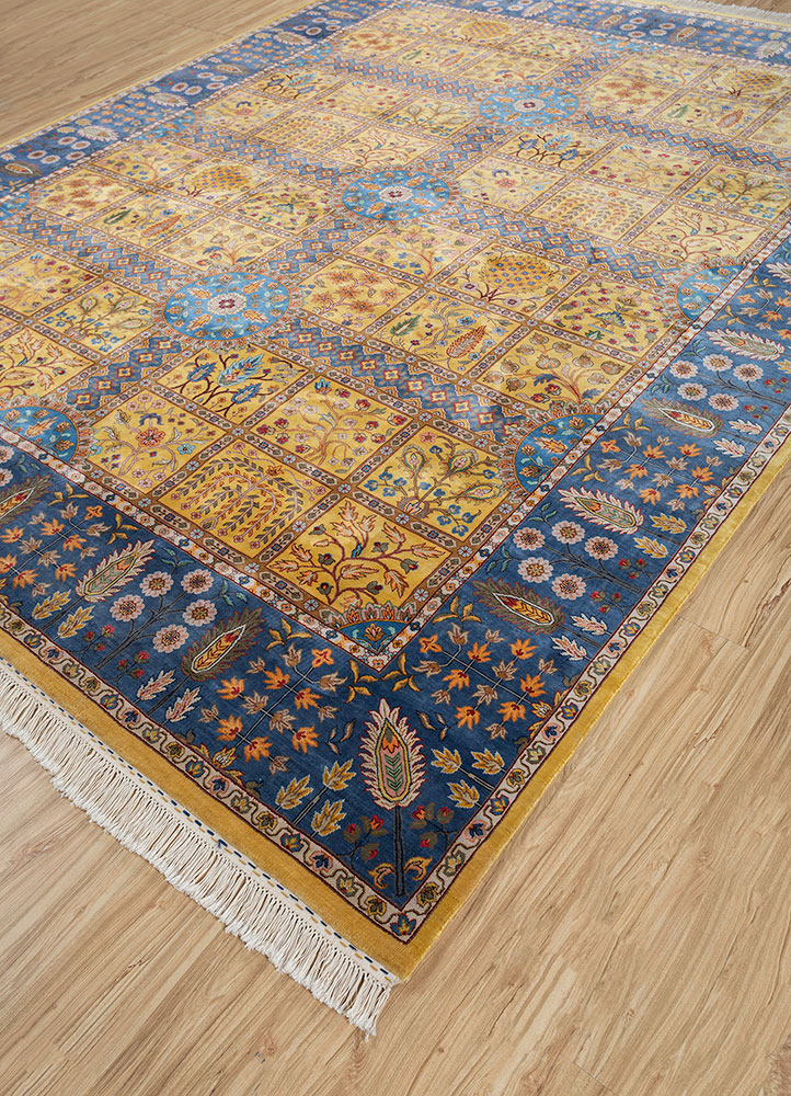 gulmarg gold silk hand knotted Rug - FloorShot