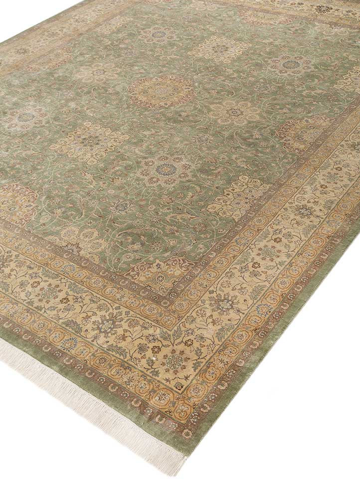 gulmarg green silk hand knotted Rug - FloorShot
